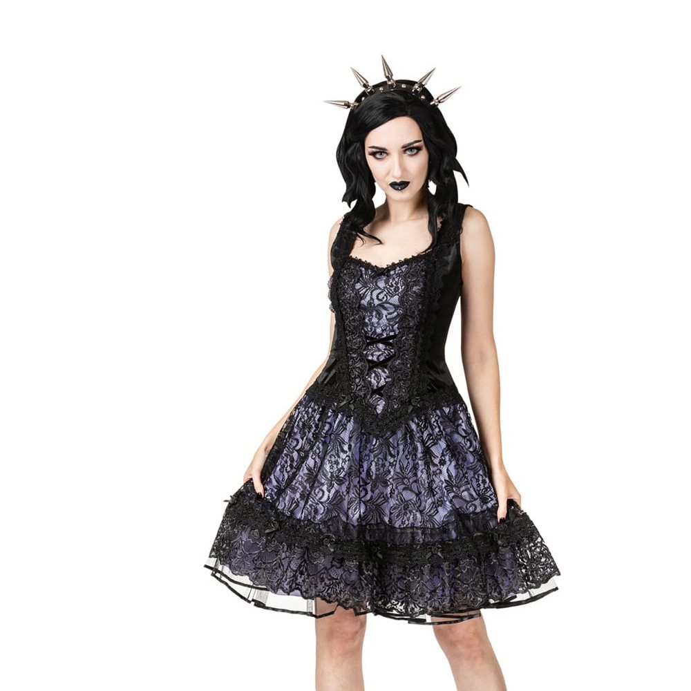 Sinister - 1324 Mini jurk - Zwart/Lila